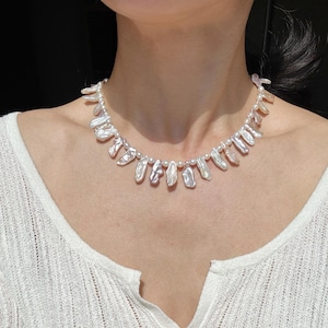 Pearl jewelry, real pearl necklace, freshwater pearls, party and wedding jewelry, gift idea for women, trendy necklace