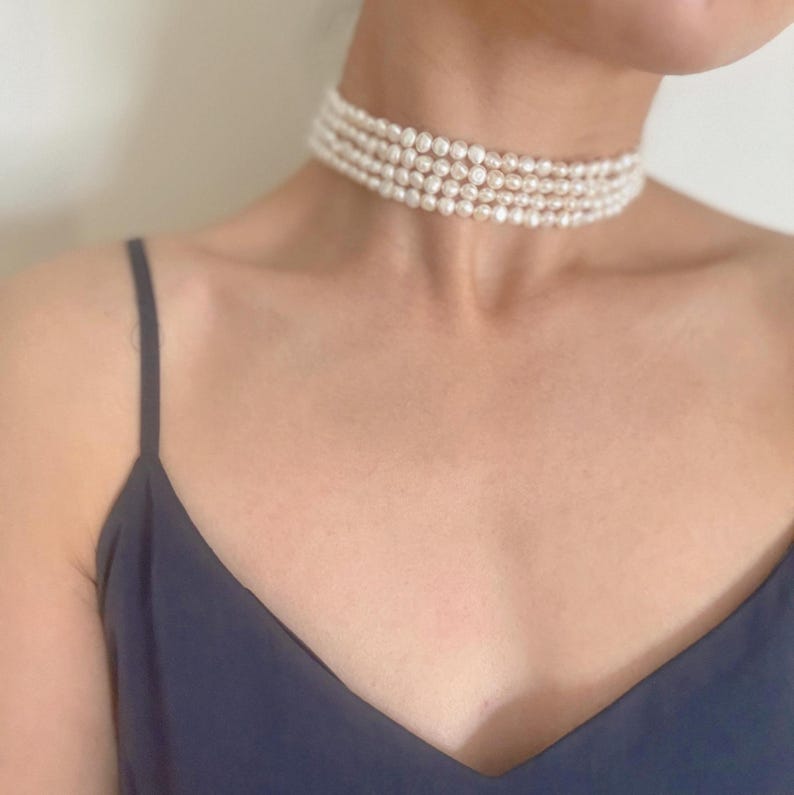 Collier choker 4 rangs perles naturelles PerleArtStudio