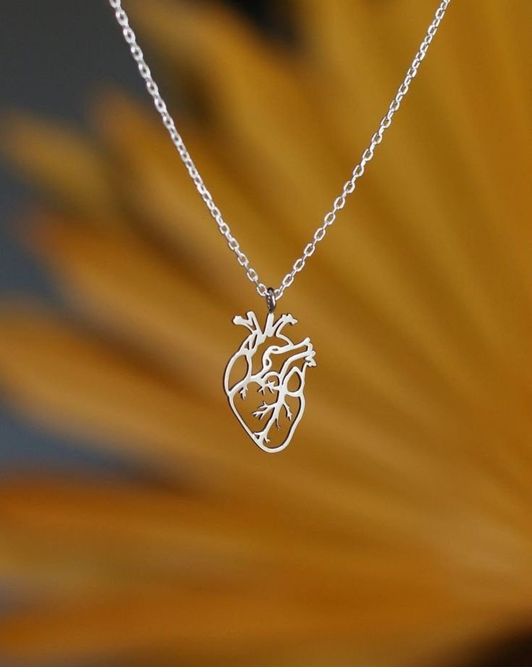 Anatomical Heart Pendant, 925 Sterling Silver Pendant, Human Organ