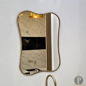 Moroccan Mirror, Brass Mirror, Wall Mirror, Irregular Bathroom Mirror, Italian Curved Antiqued Brass Mirror - Butterfly Irregular Mirror