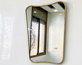 Espejo italiano curvo de latón, espejo asimétrico, espejo irregular con forma de mariposa, espejo de pared de lujo, espejo de baño, elegante espejo de pared