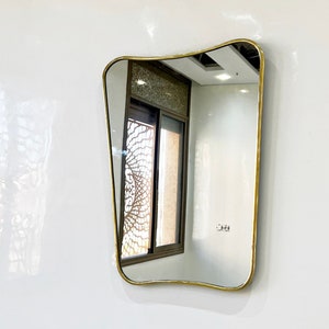 Italian Curved Brass Mirror, Asymmetrical mirror, Butterfly Irregular Mirror, Luxurious Wall Mirror, Bathroom Mirror, Elegant Wall Mirror