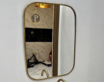 large mirror, Rectangle Brass Mirror Wall Mirror Gold Mirror Rectangular Mirror for vanity Bedroom Mirror Bathroom Mirror, Hall Mirror Décor