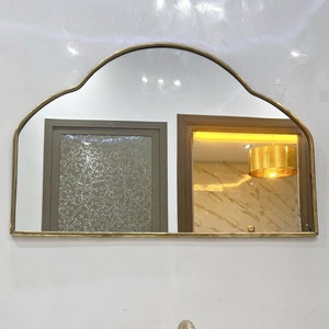 Arched Antiqued Asymmetrical Italian Mirror Antique Brass Mirror Bathroom Wall Irregular Mirror Aesthetic Home Decor Mirror Gold Mirror