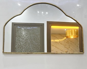 Arched Antiqued Asymmetrical Italian Mirror Antique Brass Mirror Bathroom Wall Irregular Mirror Aesthetic Home Decor Mirror Gold Mirror
