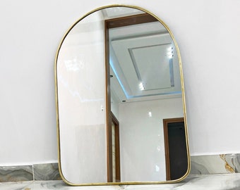 Boogspiegel, spiegel antiek messing, spiegel op maat, gouden badkamerspiegel, esthetische woonspiegel