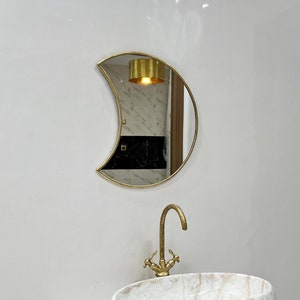 Crescent Moon Mirror, Gold Mirror Crescent Moon Wall Art, Decorative Crescent Moon Shaped Acrylic Mirror, Italian mirror, Half Moon Mirror