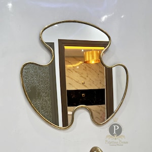 Italian Butterfly Mirror Wavy Wall Mirror Brass Mirror Italian Curved Decor Brass Mirror Aesthetic Bathroom Mirror Irregular Brass Mirror