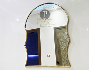 Italian Curved Brass Mirror butterfly Irregular Mirror Handmade Gold Brass Mirror Aesthetic Luxurious Bathroom Mirrors , Arch Wall Mirror