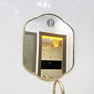 Elegant Irregular Mirror Home Decor Bathroom Design Asymmetrical Mirror Unique Custom Mirror, Accent Mirror, Arched Boho Wall Mirror Powder