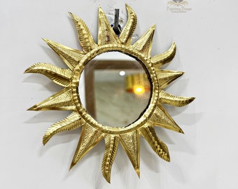 Sun Mirror Round, Golden, Sunny Wall Mirror, small round mirror, Brass Mirror, Gold Mirror, Full Length Mirror, Decorative Mirrors