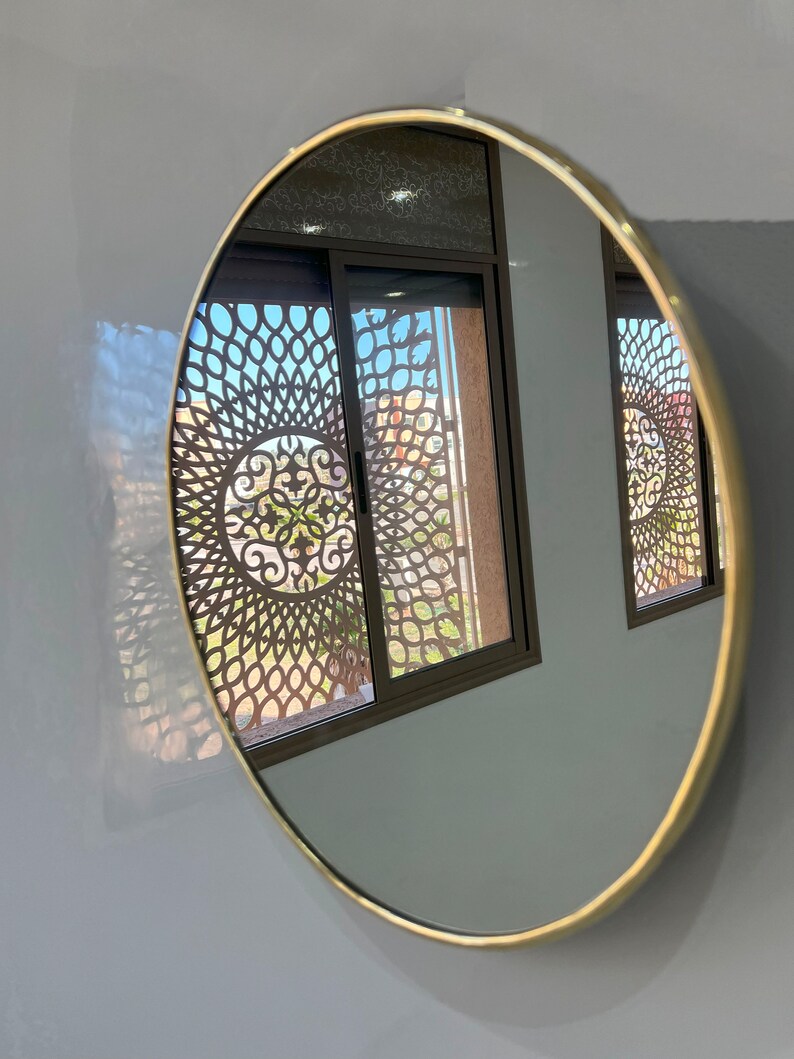Runder Spiegel, handgefertigter Messingspiegel, Wandspiegel, Bronze-Messing-Spiegel, Wanddekor Bild 8