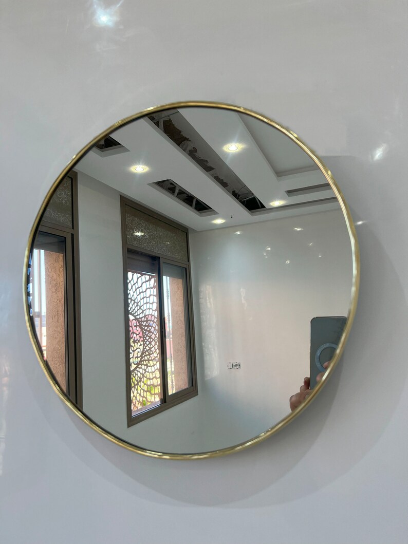 Runder Spiegel, handgefertigter Messingspiegel, Wandspiegel, Bronze-Messing-Spiegel, Wanddekor Bild 7