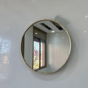 Runder Spiegel, handgefertigter Messingspiegel, Wandspiegel, Bronze-Messing-Spiegel, Wanddekor Bild 1