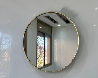 Miroir rond, Miroir en laiton fait main, Miroirs muraux, Miroir en laiton bronze, Décoration murale