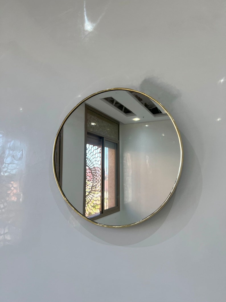 Runder Spiegel, handgefertigter Messingspiegel, Wandspiegel, Bronze-Messing-Spiegel, Wanddekor Bild 1