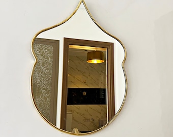 Vanity Mirror, Aesthetic Wall Mirror, Italian Decor Mirror, Italian Curved Wavy Brass Mirror, Brass Wall Mirror, Wavy Decorative Mirror