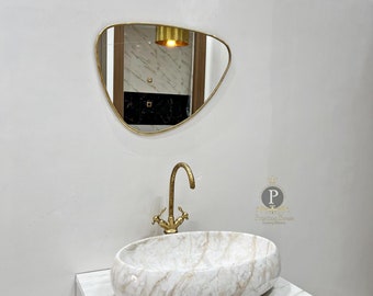 Bedroom Mirror, Gold Mirror,Arch Mirror, Gold Mirror,Large Mirror Brass, Moroccan Mirror Art, Carved Mirror Handmade, Hand-engraved Mirror