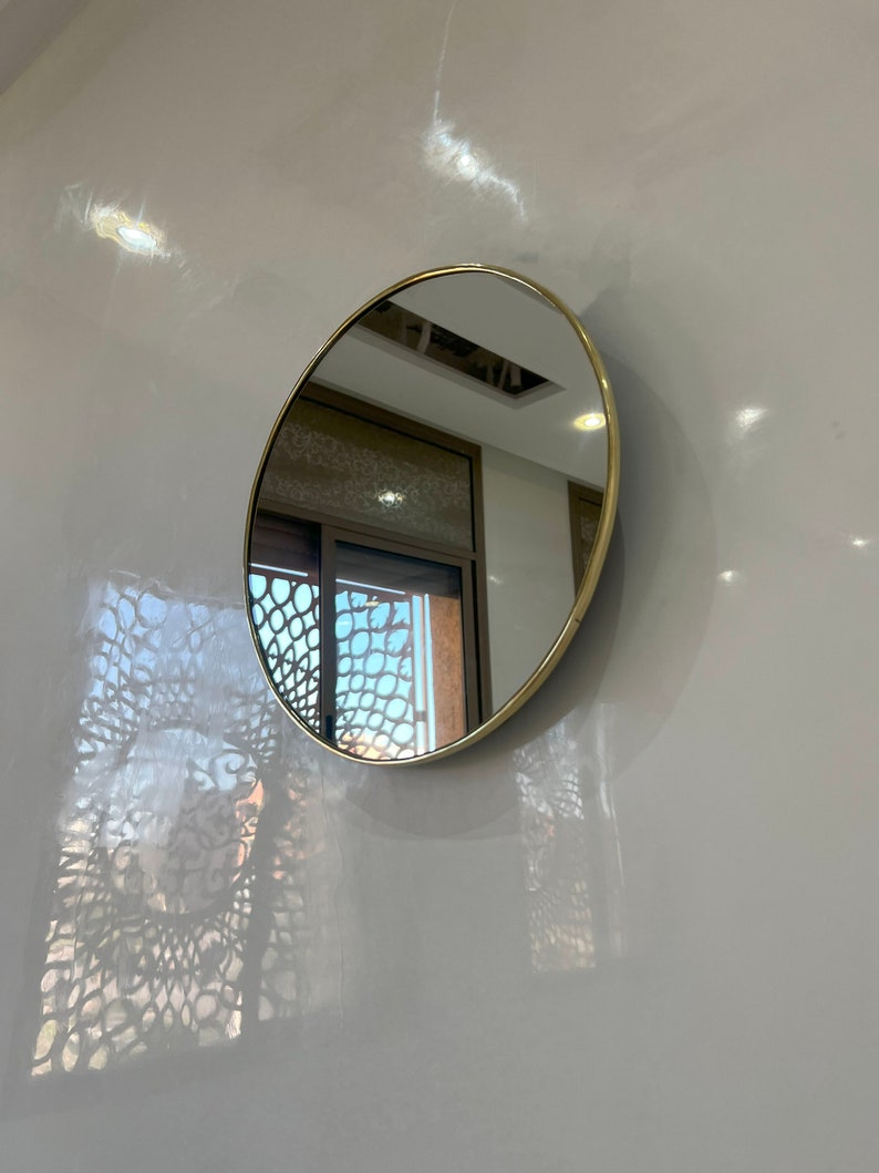 Runder Spiegel, handgefertigter Messingspiegel, Wandspiegel, Bronze-Messing-Spiegel, Wanddekor Bild 3