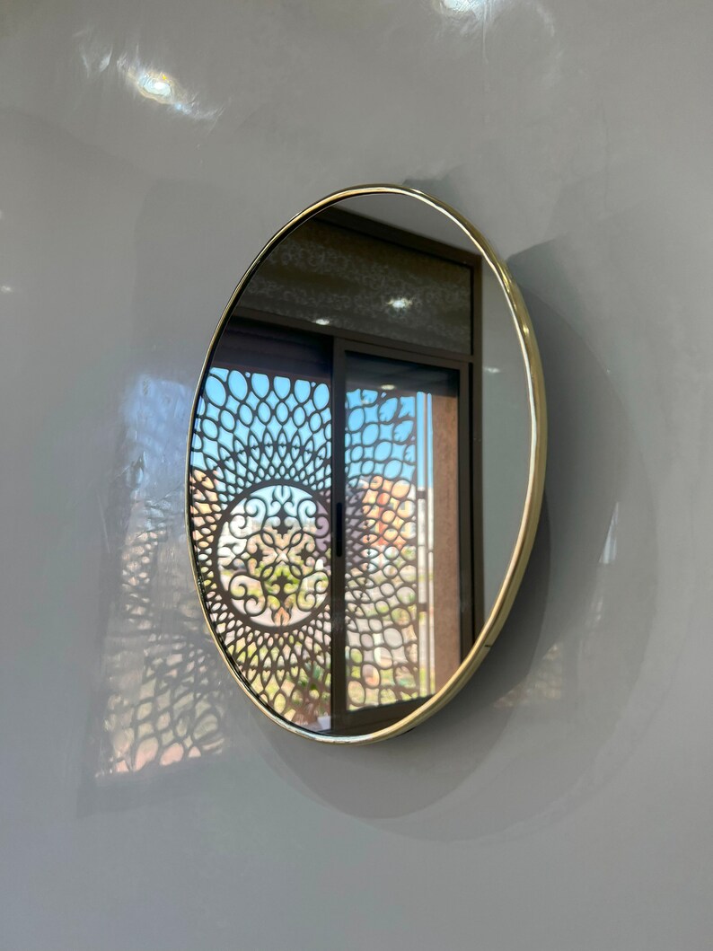 Runder Spiegel, handgefertigter Messingspiegel, Wandspiegel, Bronze-Messing-Spiegel, Wanddekor Bild 4