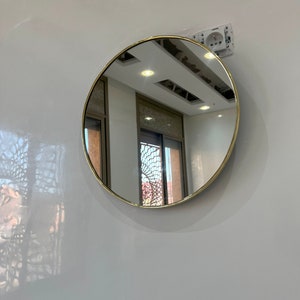 Runder Spiegel, handgefertigter Messingspiegel, Wandspiegel, Bronze-Messing-Spiegel, Wanddekor Bild 6