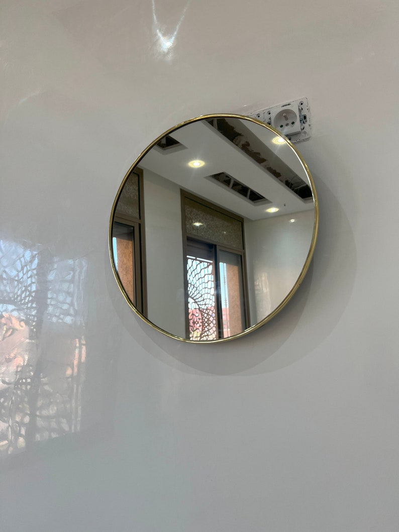 Runder Spiegel, handgefertigter Messingspiegel, Wandspiegel, Bronze-Messing-Spiegel, Wanddekor Bild 6