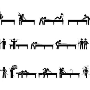 Professional Snooker Player Playing Pool Table Illustrations Postures Snooker Positions Download PNG,PDF,svg,best sell