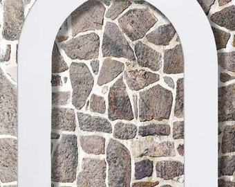 Wood Open Arch Rainbow Wall