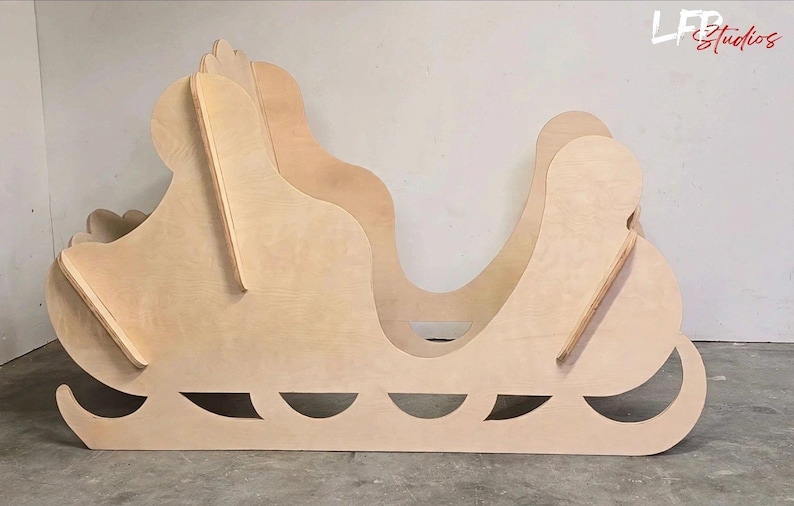 Interlocking Wooden Structures Life-size Wooden Santa Sleigh | Christmas Photo Prop | Handmade Holiday ...