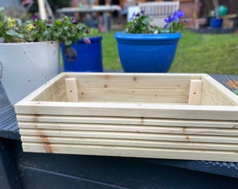 Wooden Stackable Patio Planter Window Box Decking Timber vegetable Tub free post