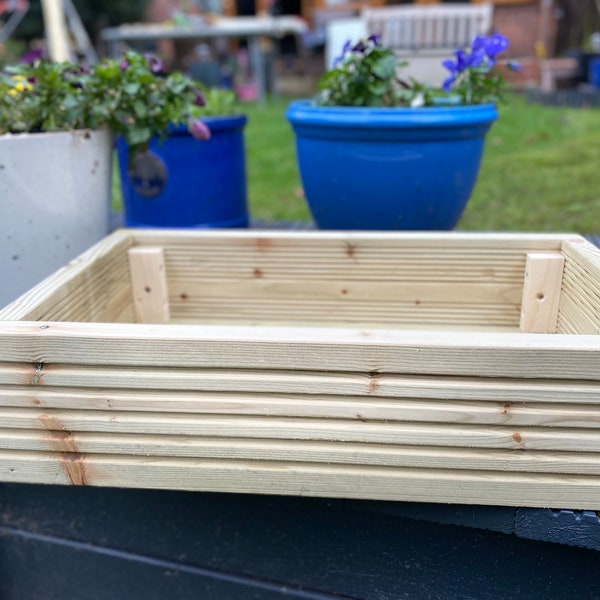 Wooden Stackable Patio Planter Window Box Decking Timber vegetable Tub free post