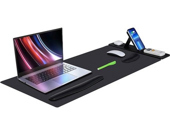 SaharaCase - Tapis de bureau universel avec chargement sans fil - Noir