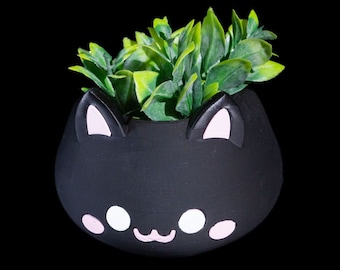 Kawaii Cute Cat Planter, Desk Accessory, Planter, Kawaii Cat, Kawaii Collectible, Office Decor, Cat Gift