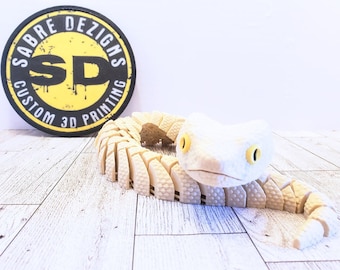Beige Articulated Bush Viper Snake Toy, Sensory Toy, Fidget Toy, Flexible Toy, Desk Pet, Office Decor, Snake Art, Variety of Colors