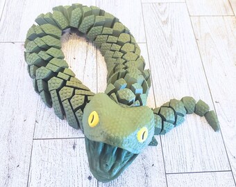 Articulated Bush Viper Snake Toy, Sensory Toy, Fidget Toy, Flexible Toy, Desk Pet, Office Decor, Snake Art, Variety of Colors