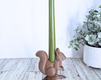 Squirrel LED Candlestick Holder – Cute Fall & Autumn Decor, Woodland Animal Candle Holder, Cozy Autumnal Home Aesthetic
