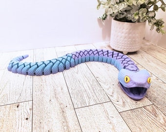 Articulated Bush Viper Snake Toy In Cotton Candy, Sensory Toy, Fidget Toy, Flexible Toy, Office Desk Pet, Snake Art, Variety of Colors