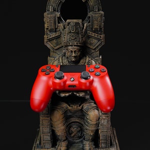Aztec King Throne Game Controller Holder: Gaming Decor Stand
