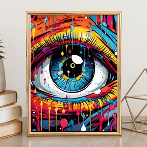 Colorful Eye Poster, Colorful Wall Art, Eye Wall Art, Eye Wall Decor, Office decoration, Pop art poster, Living room decor, Wall Hangingg