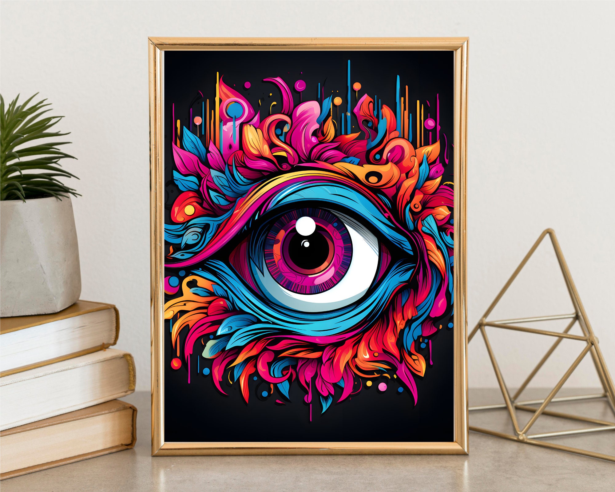 Colorful Eye Poster, Abstract Art, Living Room Decor, Bedroom Decor ...