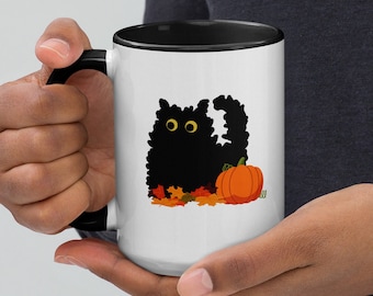 Fall Black Cat Mug Halloween Cat Mug Cat Lover Gift Autumn Cat Mug Thanksgiving Cat Mom Mug Halloween Black Cat Mug Cute Cat