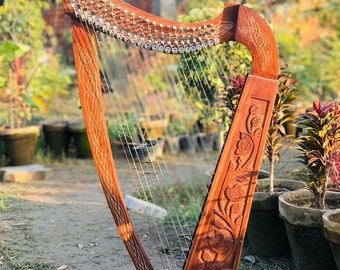 22 String harp SOLID ROSEWOOD Extra Strings & Carrying case Great for Teenagers