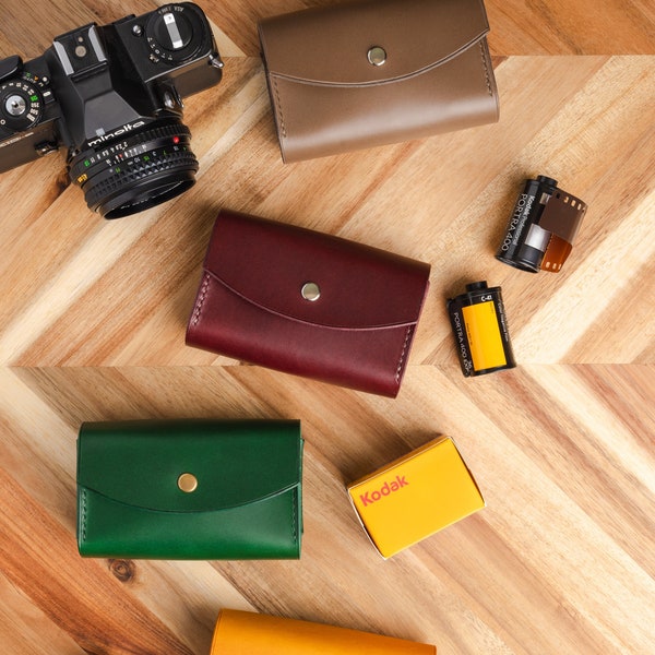 Leather Film Holder for 35mm Film, Photography Accessories Case, Film Pouch, Colored Leather