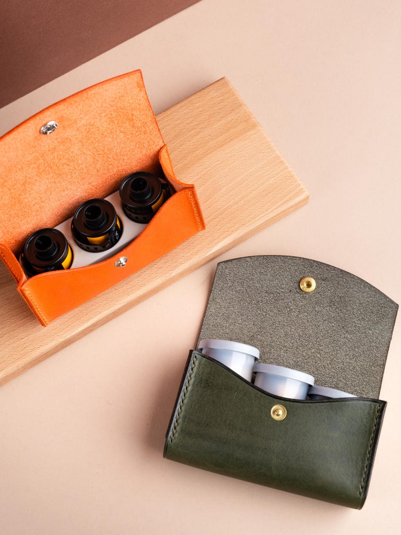 Leather 35mm Film Case Holder Pouch, Photography Camera Accessories Bag for Photographers image 4