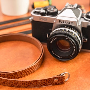 Leather Camera Strap, Skinny Fixed Length, Short, Film Photography, Mirrorless Camera, Gift