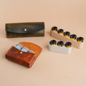 Leather 35mm Film Case Holder Pouch, Photography Camera Accessories Bag, Kodak, Fujifilm
