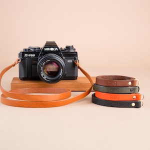 Klasyczny, cienki skórzany pasek do aparatu, klasyczny prezent dla fotografa DSLR, niestandardowy