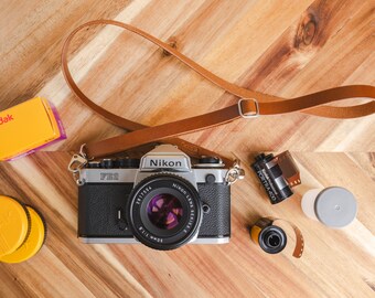 Slim Adjustable Length Leather Camera Strap - Quick Release