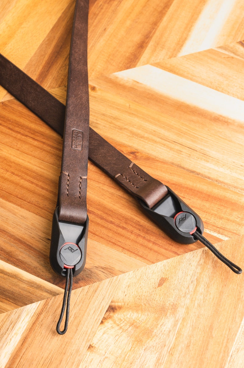 Fixed Length Leather Camera Strap with Peak Design Anchors Quick Connectors, Hand Stitched, Custom image 4