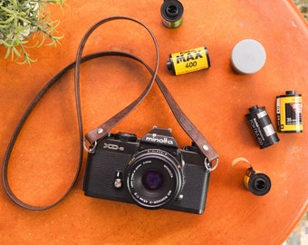 Skinny Fixed Length Classic Leather Camera Shoulder Strap, Film Photography, Mirrorless Camera, Gift